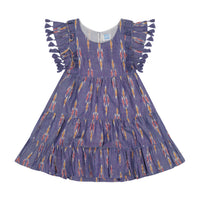 Sophie Girls Tassel Dress Chambray Ikat