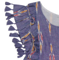 Sophie Girls Tassel Dress Chambray Ikat