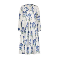 St Barth Women's Kaftan Blue Lotus Block Print