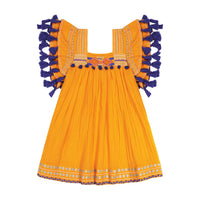 Serena Girl's Tassel Dress Marigold Embroidery