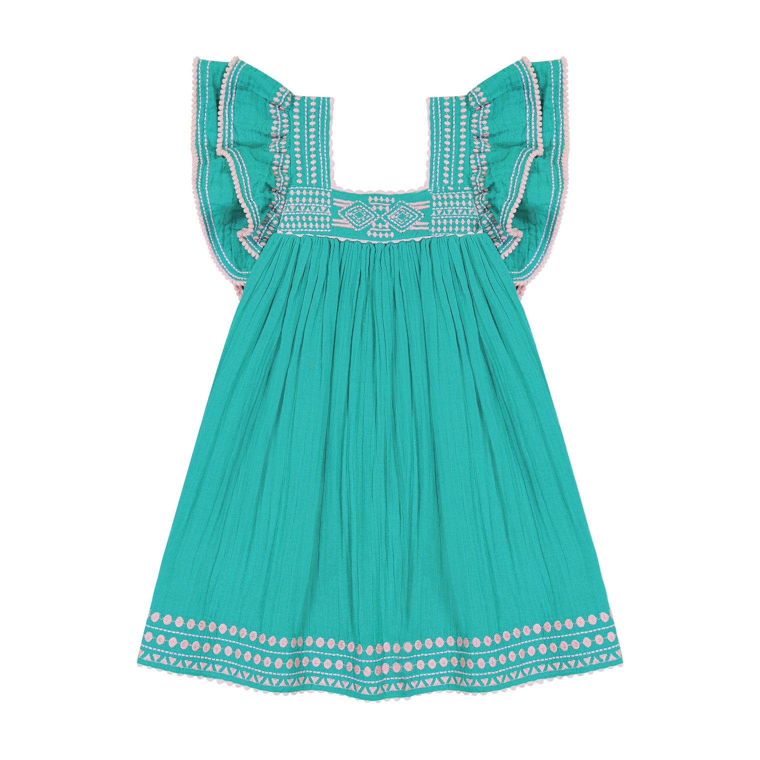 Serena Girl's Tassel Dress Ocean Embroidery