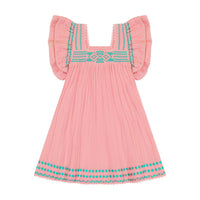 Serena Girl's Tassel Dress Pink Sorbet Embroidery