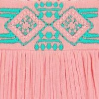 Serena Girl's Tassel Dress Pink Sorbet Embroidery