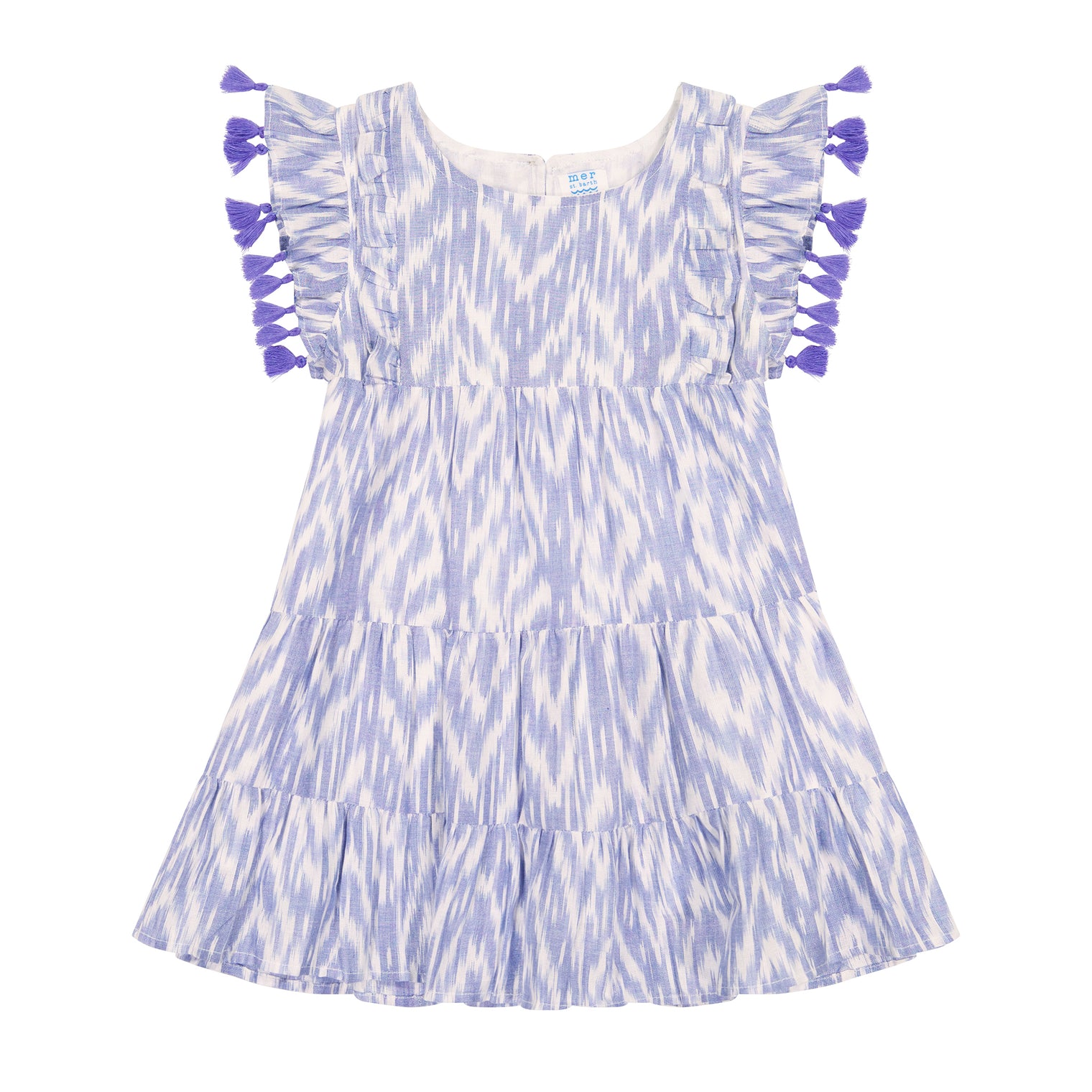 Sophie Girl's Tassel Dress Blue Ikat