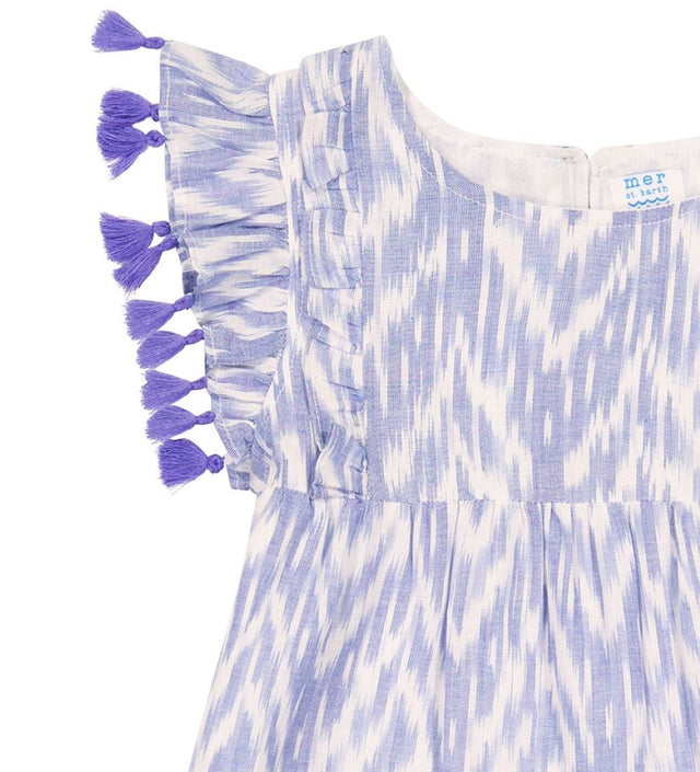 Sophie Girl's Tassel Dress Blue Ikat