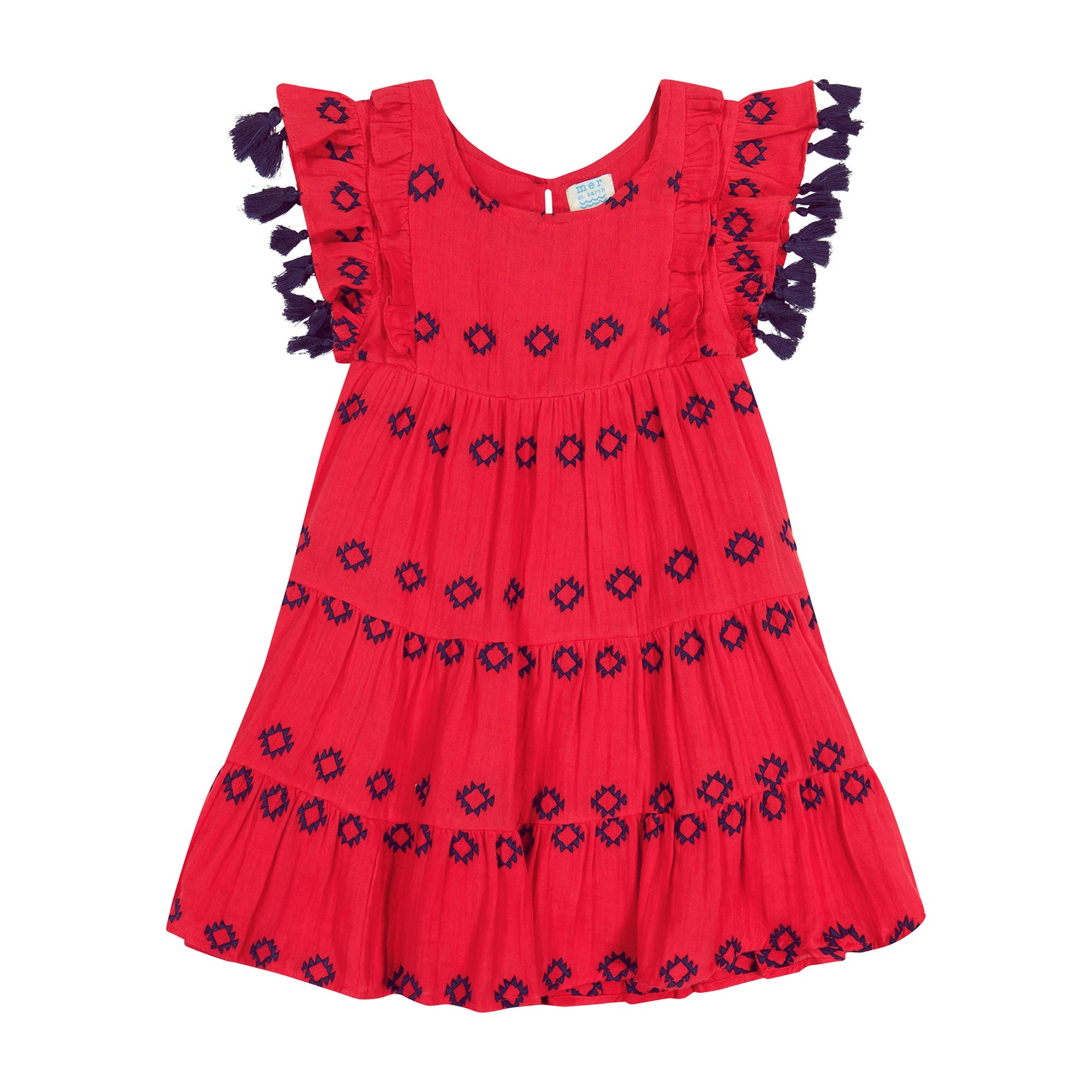 Sophie Girl's Tassel Dress Red Embroidery