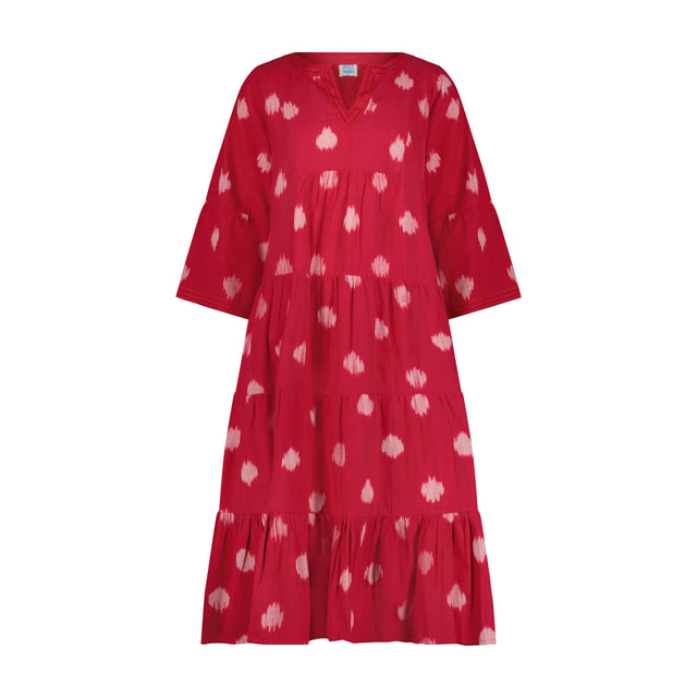 Mer St Barth Suri Women's Bell Sleeve Dress Raspberry Ikat