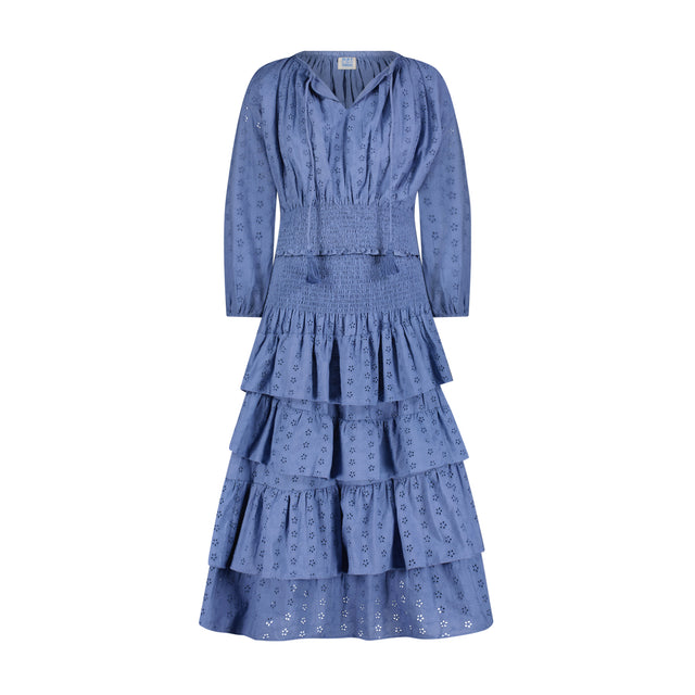 Lola Women's Blouse Ocean Blue Eyelet