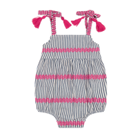 Zoe Baby Romper Marine Stripe Embroidery