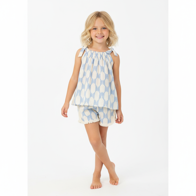 Colette Girls Top and Short Set Sky Blue IKat