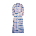 Mer St Barth Anais Women's Button Front Shirtdress Rose Lapis Blue Shibori