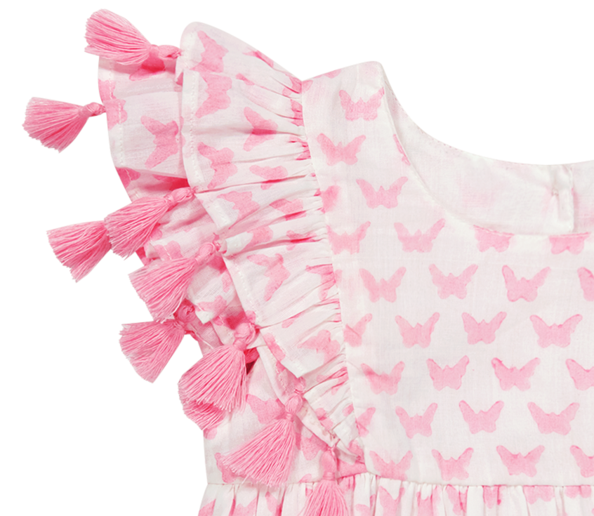 Mer St Barth Anna Baby Romper Pink Butterfly