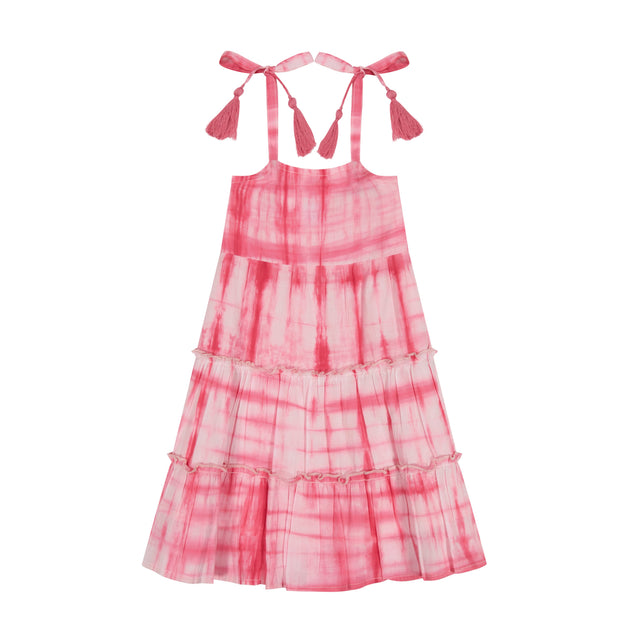 Mer St Barth Bella Girls' Shoulder Tie Sundress Hibiscus Shibori