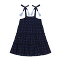 Mer St Barth Bella Girls' Shoulder Tie Sundress Navy Turquoise Swiss Dot