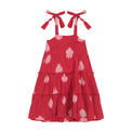 Mer St Barth Bella Girls' Shoulder Tie Sundress Raspberry Ikat