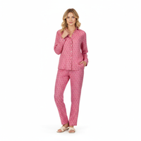 Clementine Womens Top & Pant Set Pink Palm