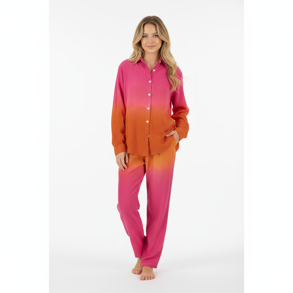 Mer St Barth Clementine Women's Top & Pant Set Flamingo Ombre