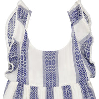 Mer St Barth Daphne Girls' Flutter Sleeve Dress Navy Stripe