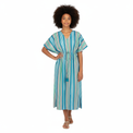 Mer St Barth Delphine Women's Kaftan Green Multi Stripe