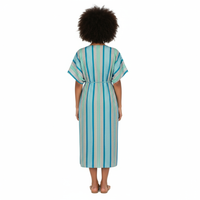 Mer St Barth Delphine Women's Kaftan Green Multi Stripe