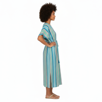 Mer St Barth Delphine Women's Kaftan Green Multi Stripe
