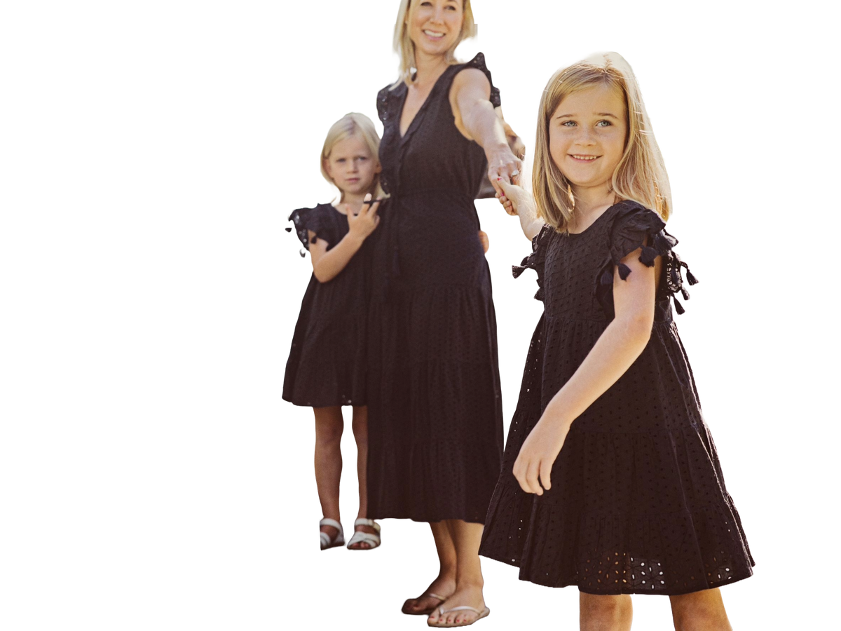 Mer St Barth Giselle Women's Maxi Dress Black Eyelet