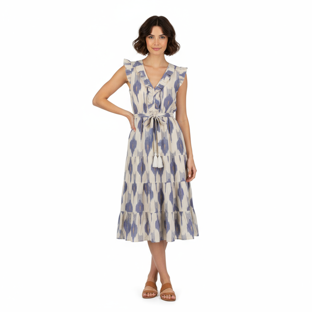 Mer St Barth Giselle Women's Maxi Dress La Creme Ikat