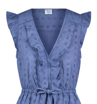 Mer St Barth Giselle Women's Maxi Dress Ocean Blue Eyelet