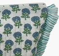 Mer St Barth La Plage Ruffle Pouch Aqua Floral Block Print