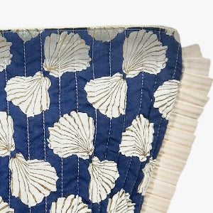 Mer St Barth La Plage Ruffle Pouch Shell Beach Navy