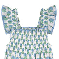Mer St Barth Mini Paloma Girls' Dress Aqua Floral Block Print