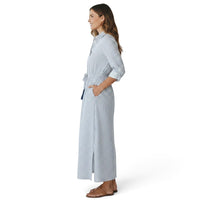 Mer St. Barth Anais button front shirtdress in marine stripe with side pockets and a relaxed feminine fit