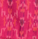 Mer St. Barth Daphne flutter sleeve dress in a vibrant pink and orange rosette ikat print fabric