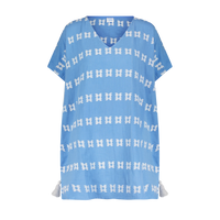 Mer St. Barth Capucine mini caftan in sky blue with white embroidery and tassel details