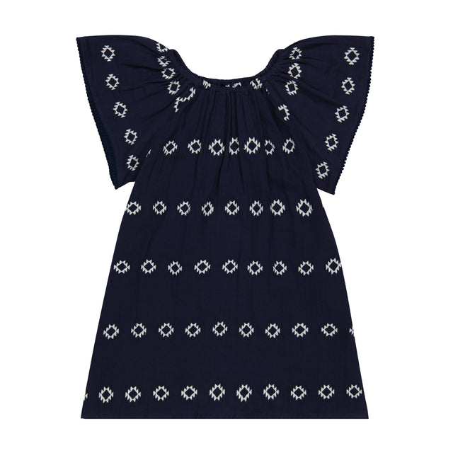Mer St Barth Mini Capucine Girls' Coverup Navy Embroidery