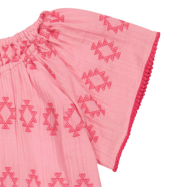 Mer St Barth Mini Capucine Girls' Coverup Rose Embroidery