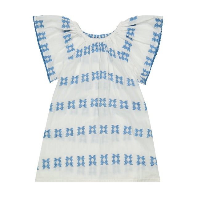 Mer St Barth Mini Capucine Girls' Coverup Blue Embroidery