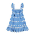Mer St Barth Mini Eva Girls' Dress Sky White Embroidery