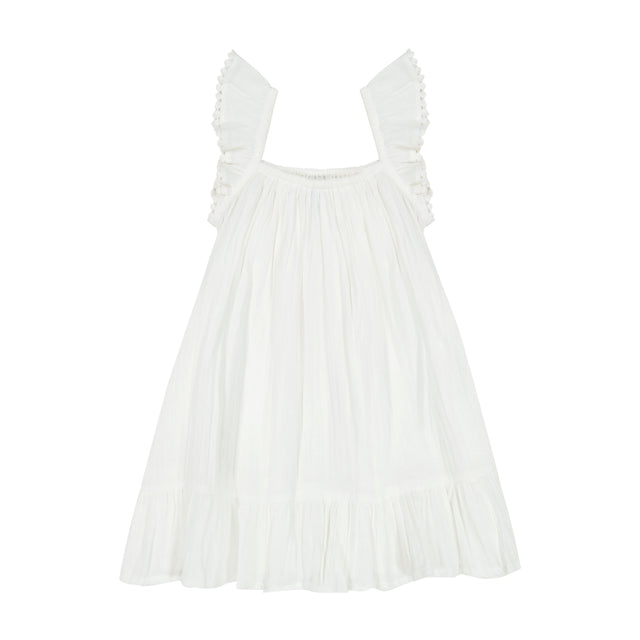 Mer St Barth Mini Eva Girls' Ruffle Dress White