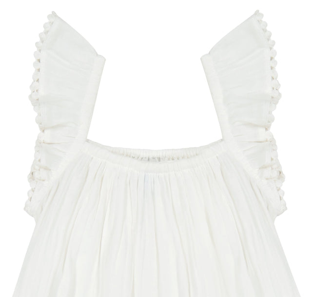 Mer St Barth Mini Eva Girls' Ruffle Dress White