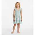 Mer St Barth Mini Paloma Girls' Dress Aqua Floral Block Print