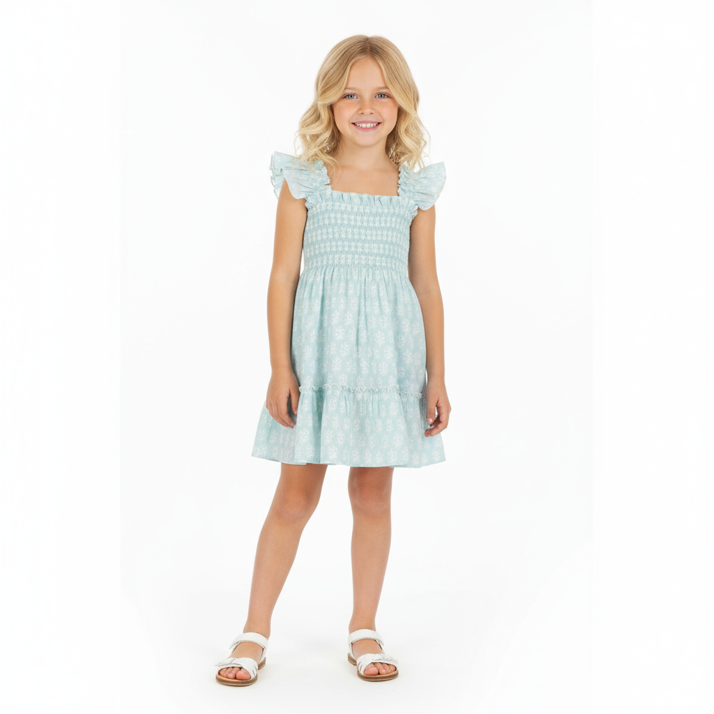 Mer St Barth Mini Paloma Girls' Dress Seafoam Booty