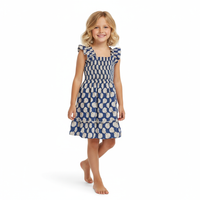 Mer St Barth Mini Paloma Girls' Dress Shell Beach Navy