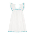 Mer St Barth Mini Sandrine Women's Dress Aqua Floral Embroidery