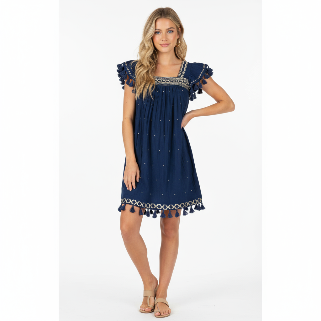 Mer St Barth Mini Sandrine Women's Dress Galaxy Embroidery