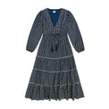 Mer St Barth Odette Women's Maxi Dress Blue Floral Block Print