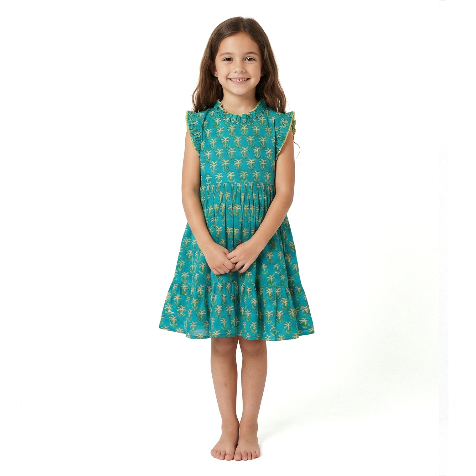 Ondine Ruffle Dress Green Palm