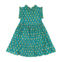 Mer St Barth Ondine Ruffle Dress Green Palm
