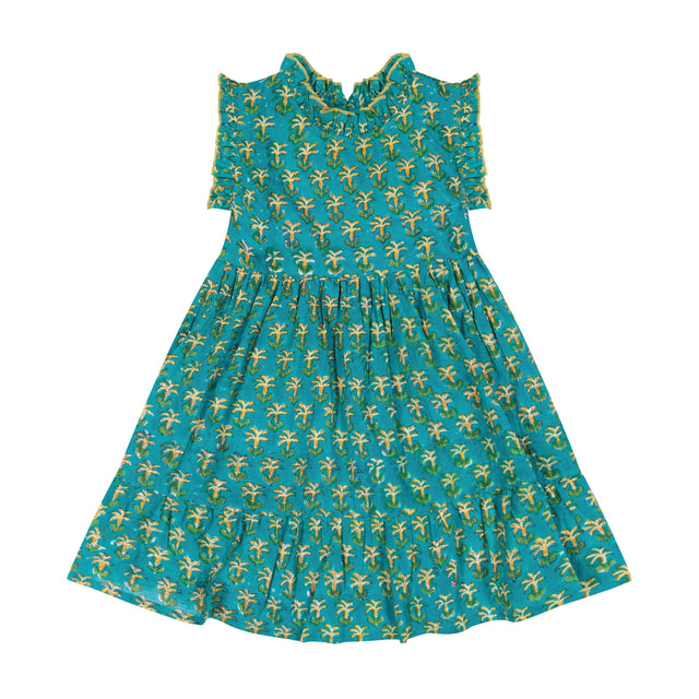 Mer St Barth Ondine Ruffle Dress Green Palm