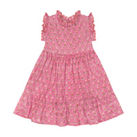 Mer St Barth Ondine Ruffle Dress Pink Palm